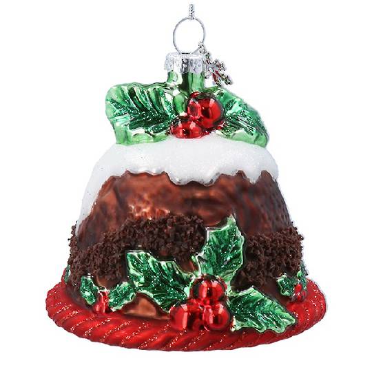 Glass Christmas Steamed Pudding 8cm *ETA NOV